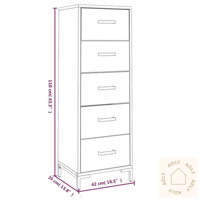 Kommode Svart 42X35X110 Cm Heltre Furu