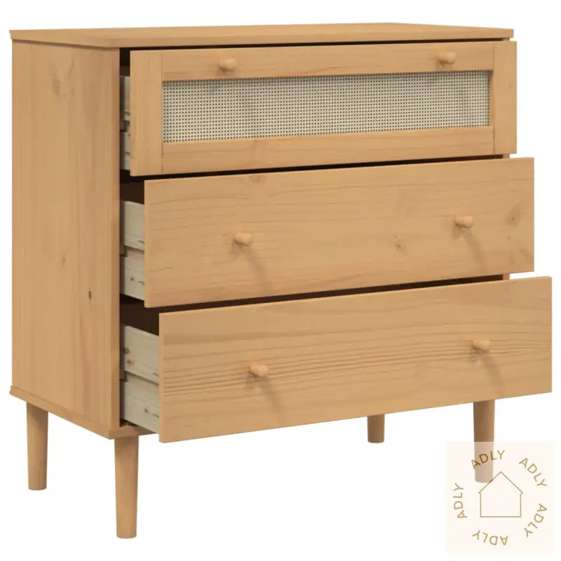 Kommode Senja Rotting-Utseende Brun 80X40X80 Cm Heltre Furu