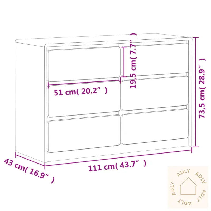 Kommode Sauda Eik 111X43X73,5 Cm Heltre Furu