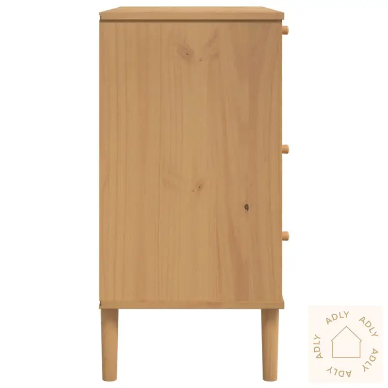 Kommode Senja Rotting-Utseende Brun 80X40X80 Cm Heltre Furu