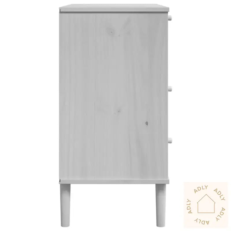 Kommode Senja Rotting-Utseende Hvit 80X40X80 Cm Heltre Furu