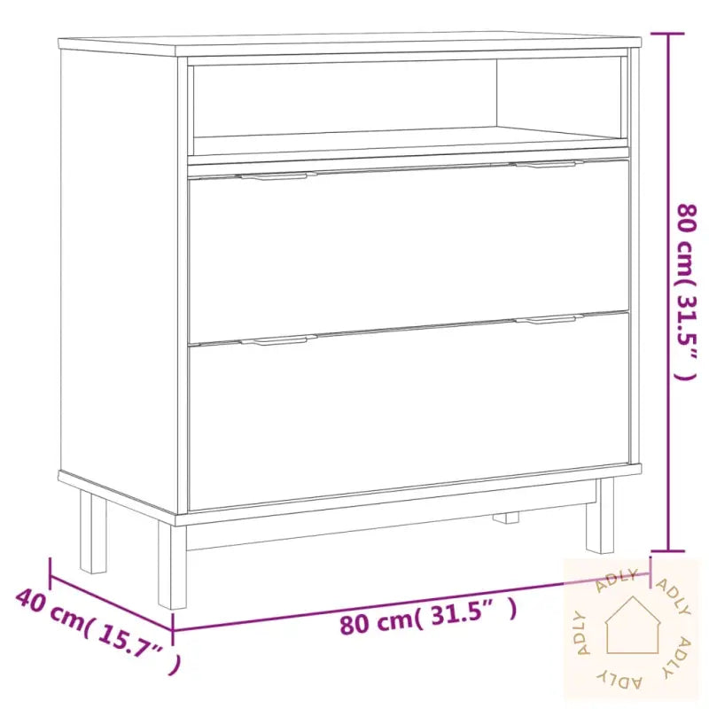 Kommode Flam 80X40X80 Cm Heltre Furu