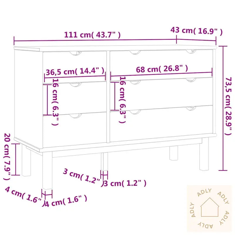 Kommode Otta 111X43X73,5 Cm Heltre Furu