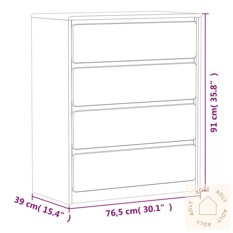 Kommode Sauda Eik 76,5X39X91 Cm Heltre Furu
