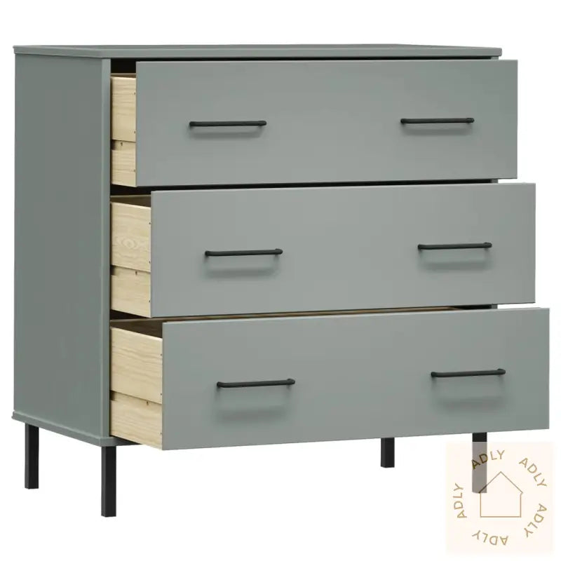 Skjenk Med 3 Skuffer Grå 77X40X79,5 Cm Heltre Oslo