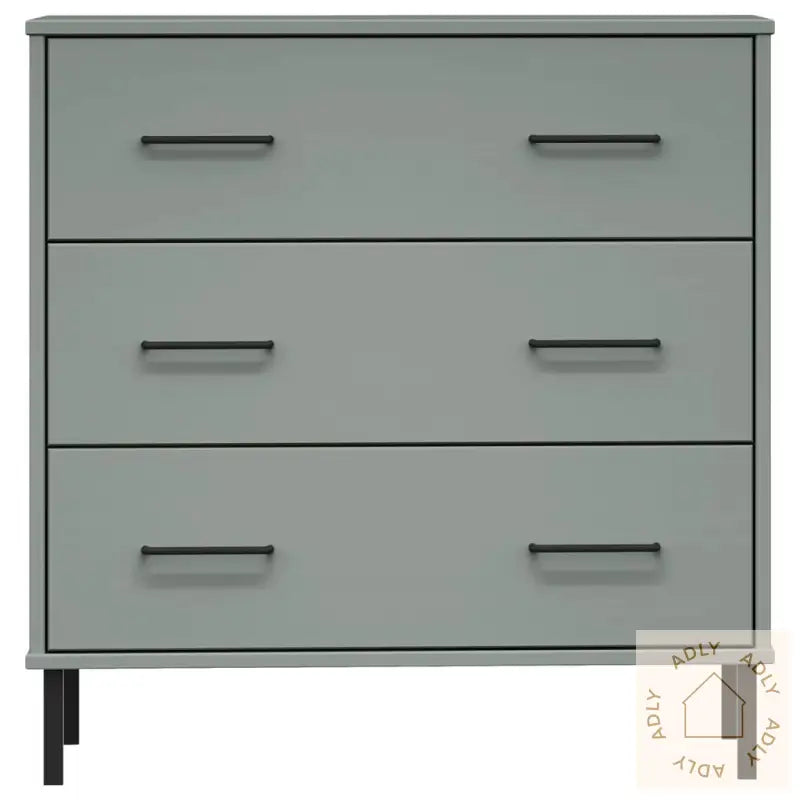 Skjenk Med 3 Skuffer Grå 77X40X79,5 Cm Heltre Oslo