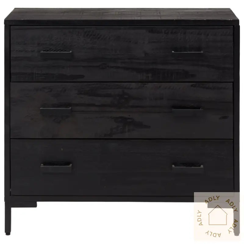 Kommode Svart 75X35X70 Cm Heltre Furu