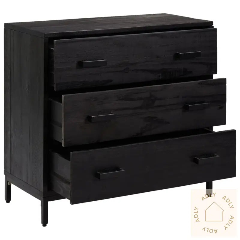 Kommode Svart 75X35X70 Cm Heltre Furu
