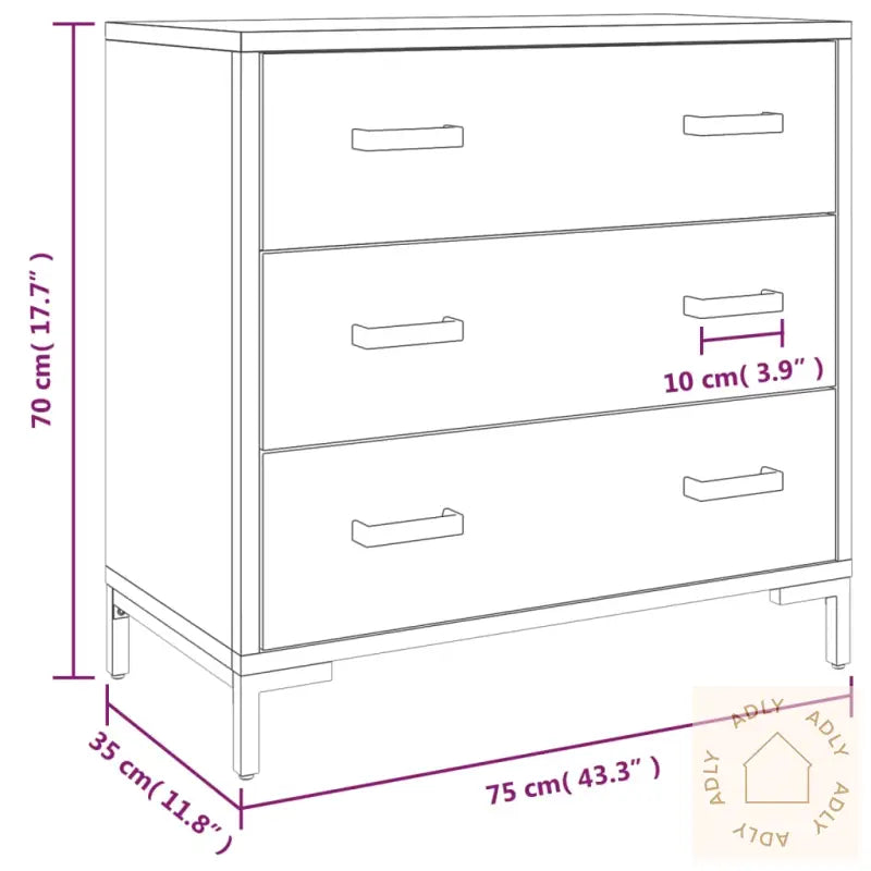 Kommode Svart 75X35X70 Cm Heltre Furu