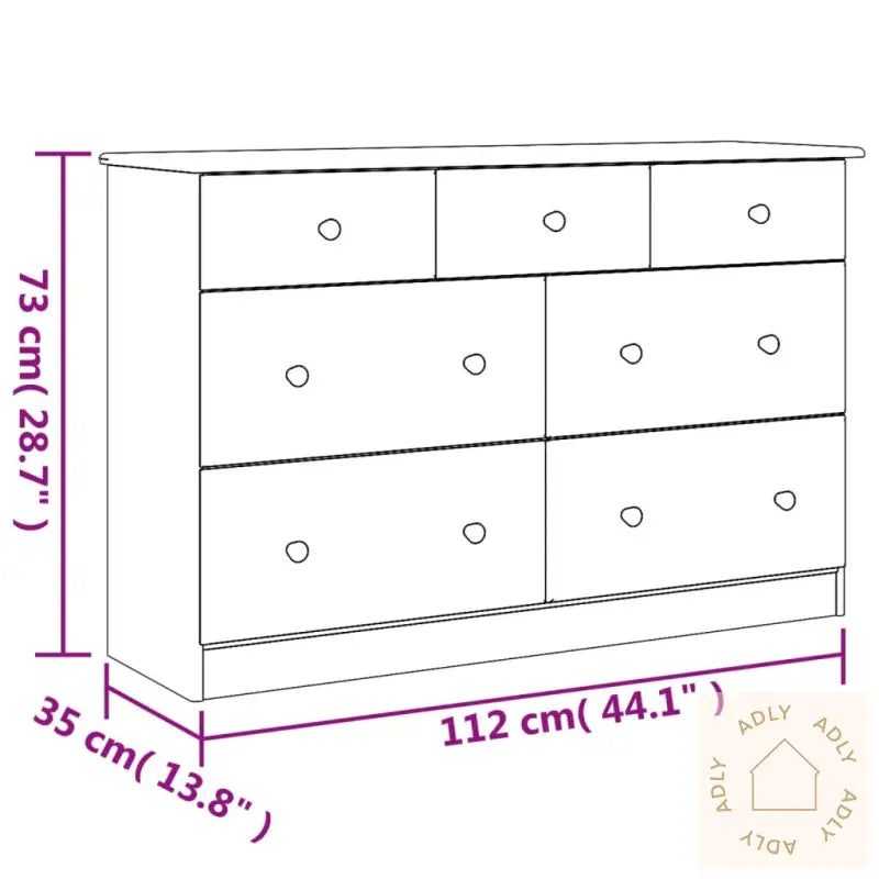 Kommode Alta 112X35X73 Cm Heltre Furu