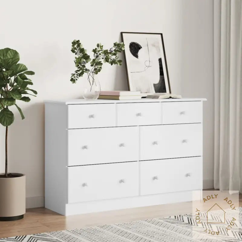 Kommode Alta Hvit 112X35X73 Cm Heltre Furu