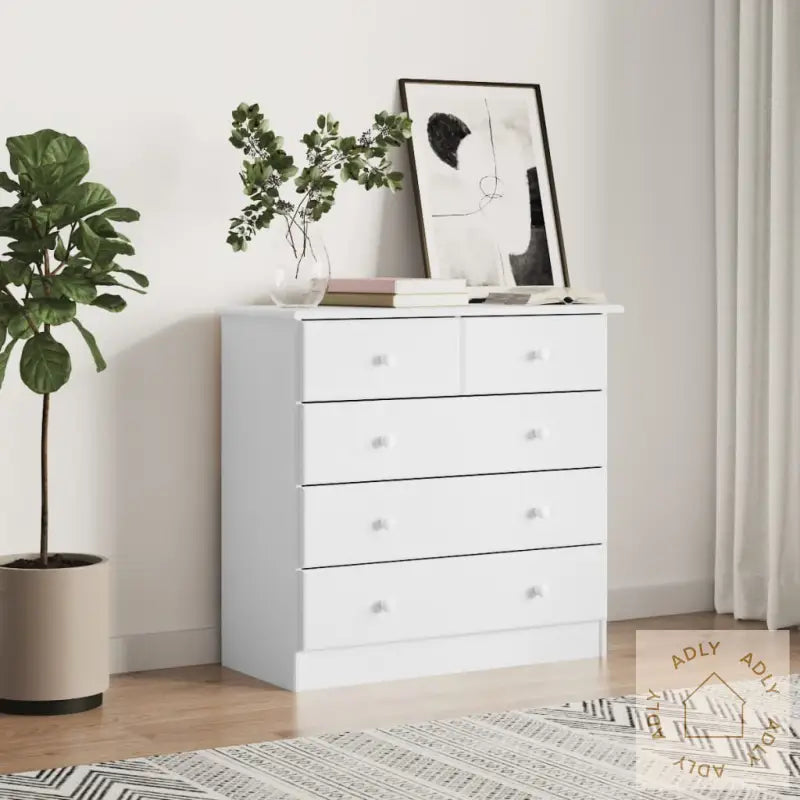 Kommode Alta Hvit 77X35X73 Cm Heltre Furu