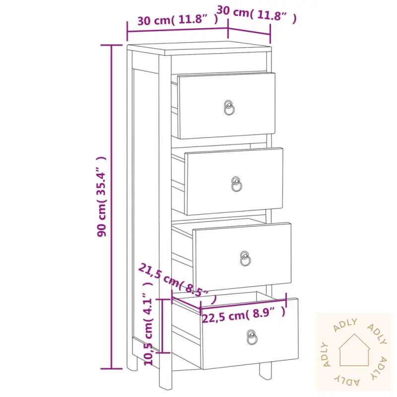Kommode 30X30X90 Cm Heltre Teak