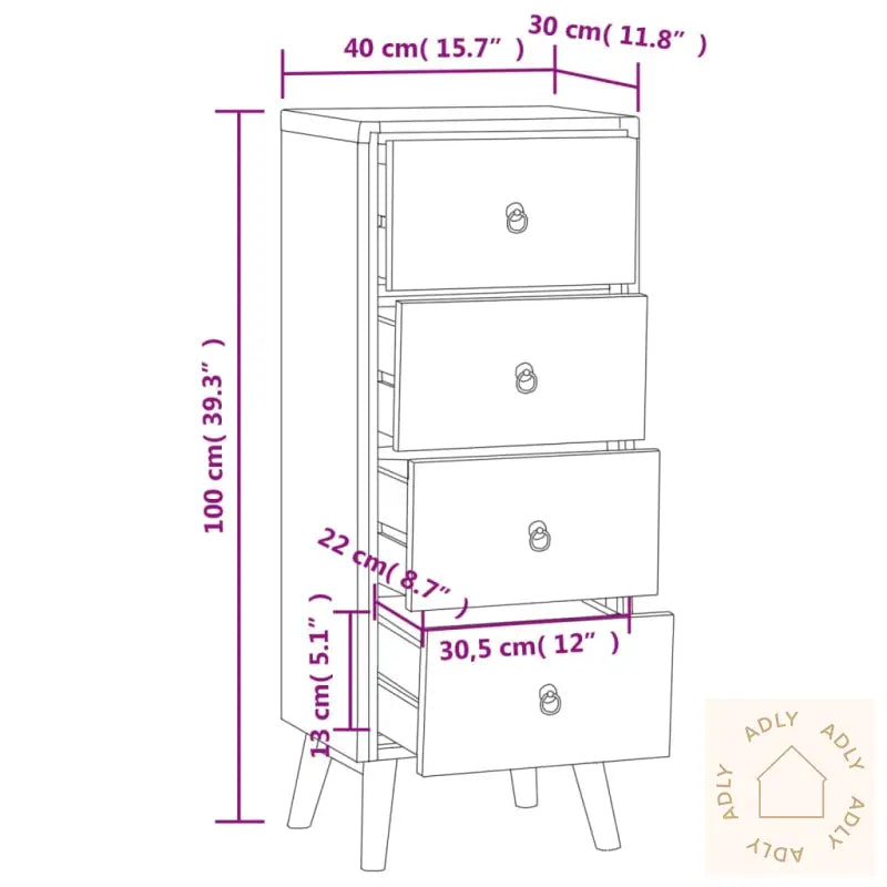 Kommode 40X30X100 Cm Heltre Teak