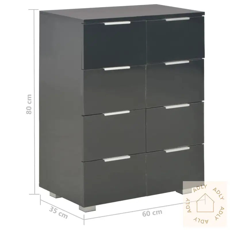 Skjenk Høyglans Svart 60X35X80 Cm Sponplate