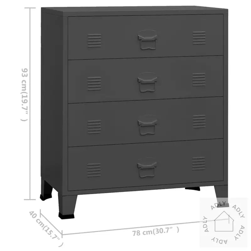 Industriell Kommode Antrasitt 78X40X93 Cm Metall