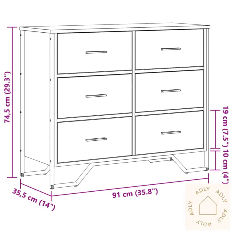 Kommode Svart 91X35,5X74,5 Cm Konstruert Tre
