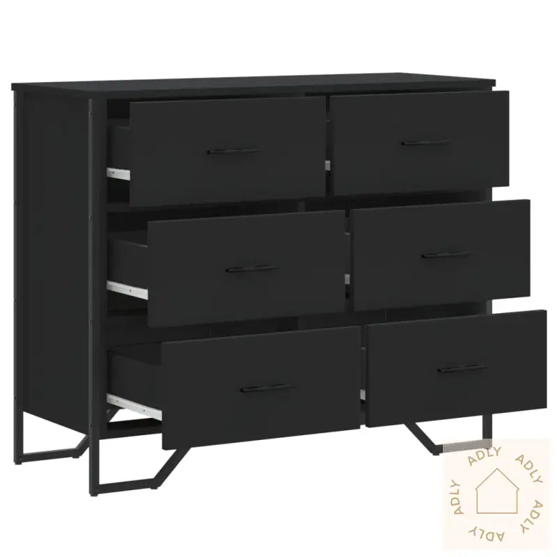 Kommode Svart 91X35,5X74,5 Cm Konstruert Tre