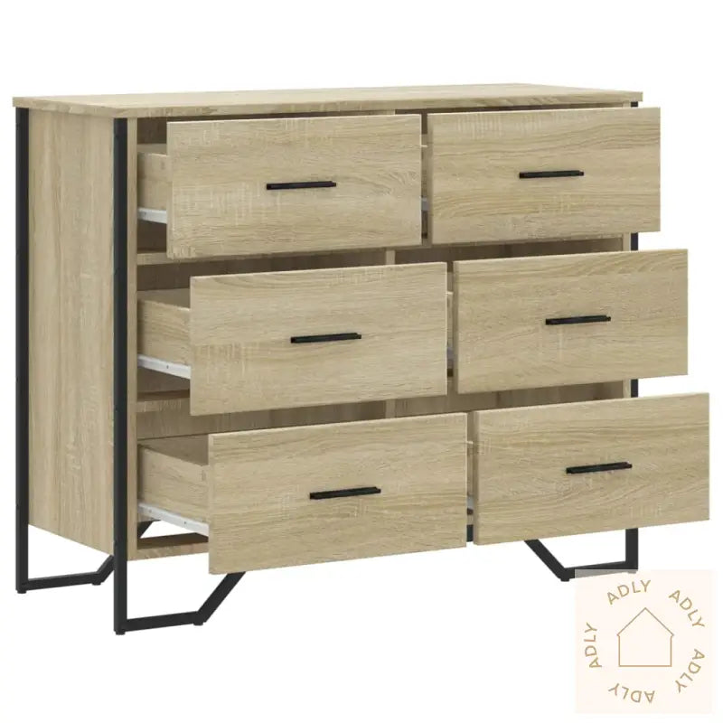Kommode Sonoma Eik 91X35,5X74,5 Cm Konstruert Tre