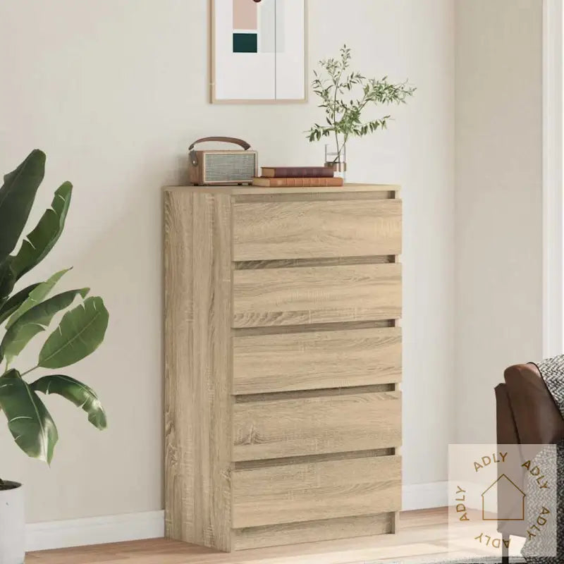 Kommode Sonoma Eik 60X36X103 Cm Konstruert Tre