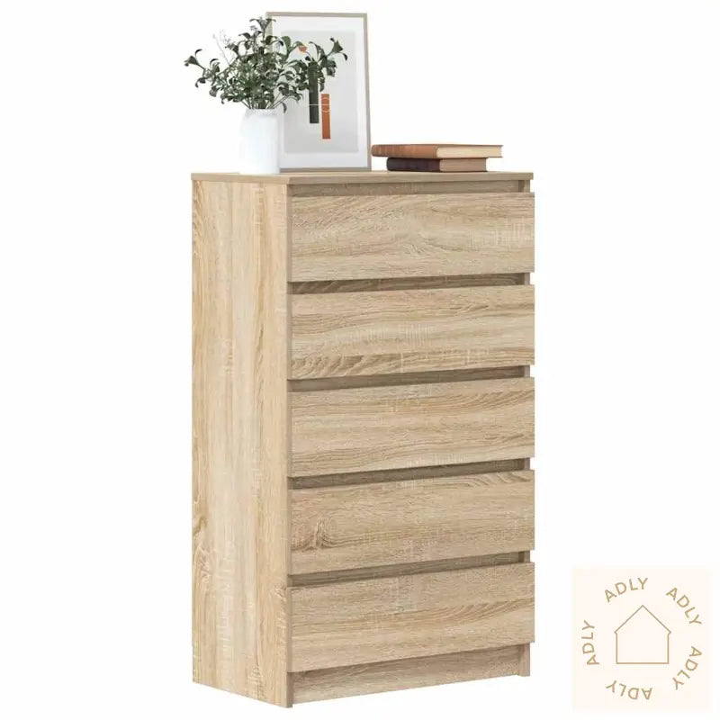 Kommode Sonoma Eik 60X36X103 Cm Konstruert Tre