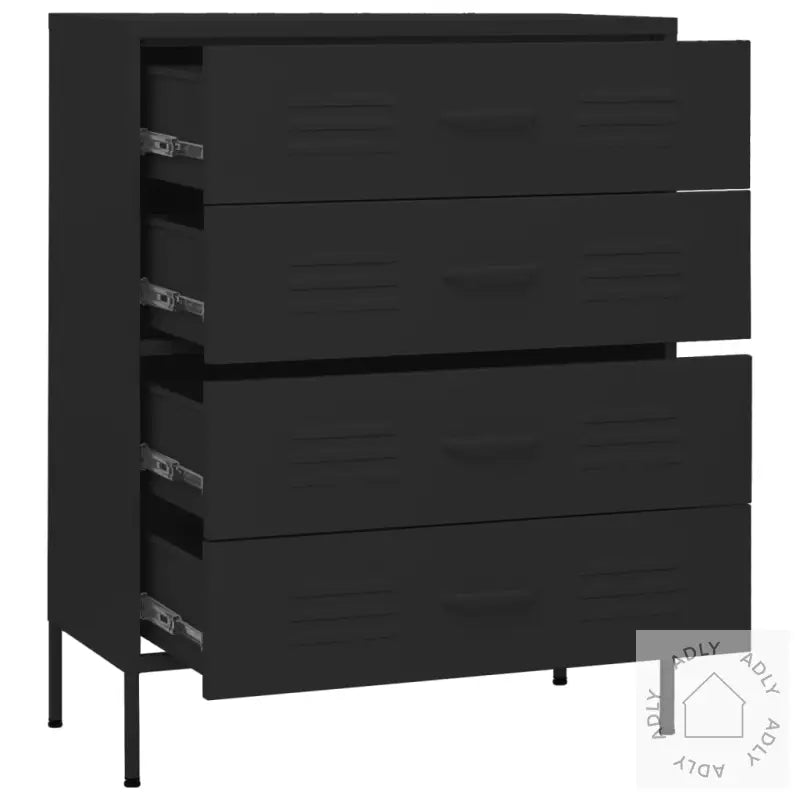 Kommode Svart 80X35X101,5 Cm Stål