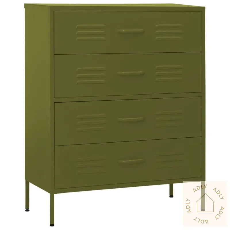 Kommode Olivengrønn 80X35X101,5 Cm Stål