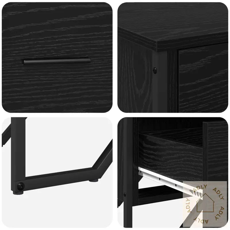 Kommode Svart Eik 91X35.5X74.5 Cm Konstruert Tre