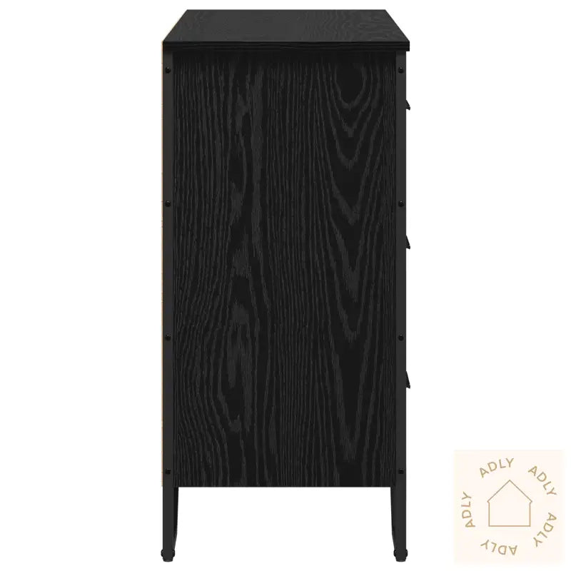 Kommode Svart Eik 91X35.5X74.5 Cm Konstruert Tre