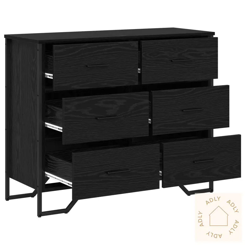 Kommode Svart Eik 91X35.5X74.5 Cm Konstruert Tre