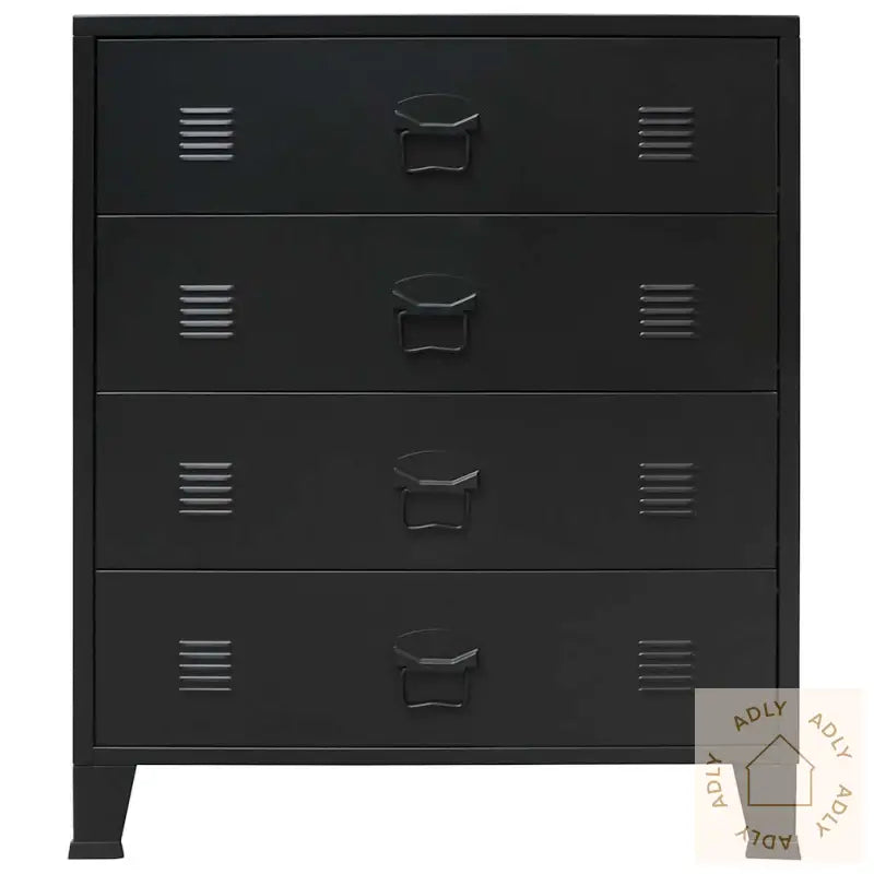Kommode Metall Industriell Stil 78X40X93 Cm Svart