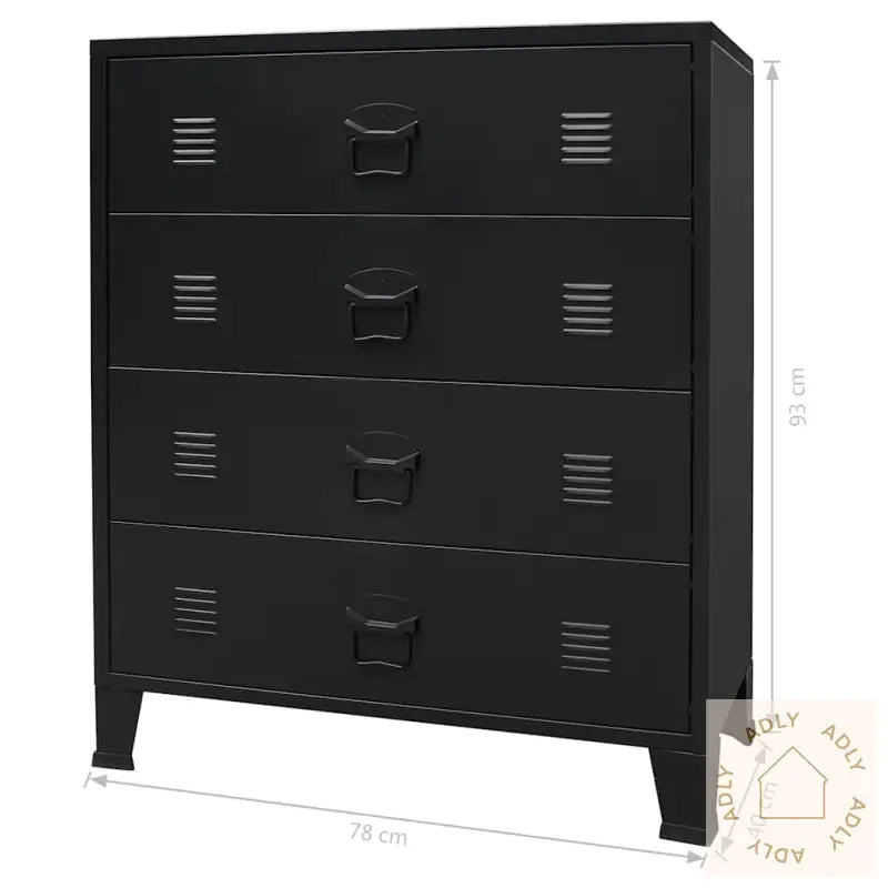 Kommode Metall Industriell Stil 78X40X93 Cm Svart
