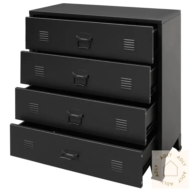 Kommode Metall Industriell Stil 78X40X93 Cm Svart
