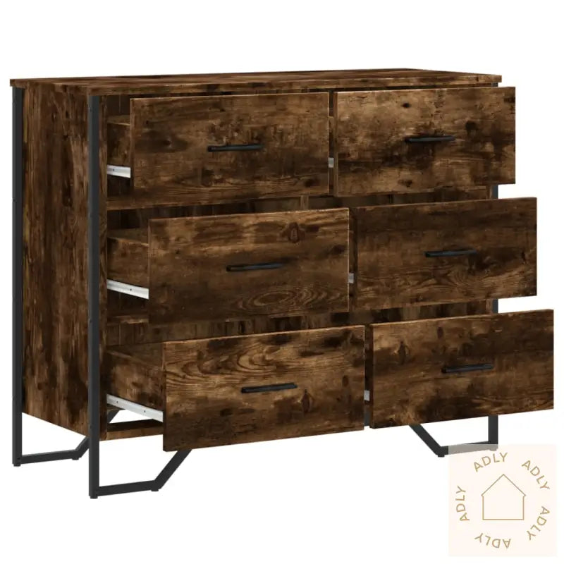 Kommode Røkt Eik 91X35,5X74,5 Cm Konstruert Tre