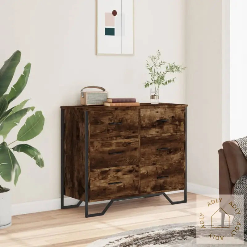 Kommode Røkt Eik 91X35,5X74,5 Cm Konstruert Tre