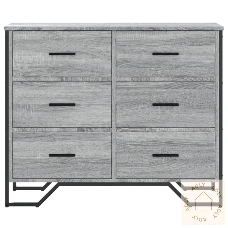 Kommode Grå Sonoma 91X35,5X74,5 Cm Konstruert Tre