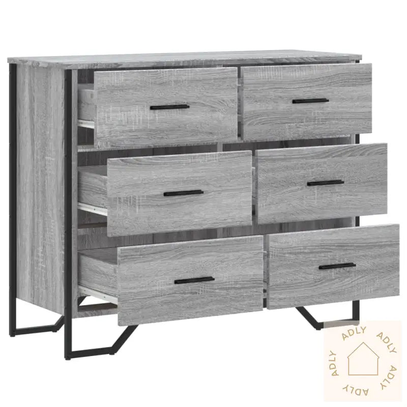 Kommode Grå Sonoma 91X35,5X74,5 Cm Konstruert Tre