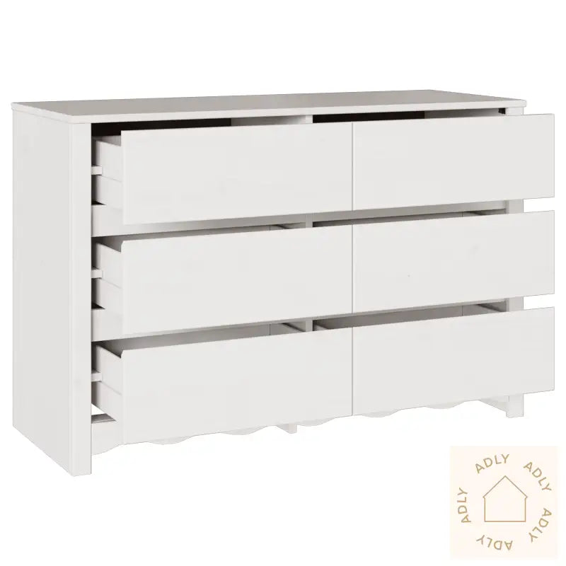 Kommode "Drammen" Hvit 111X43X73,5 Cm Solid Tre Furu
