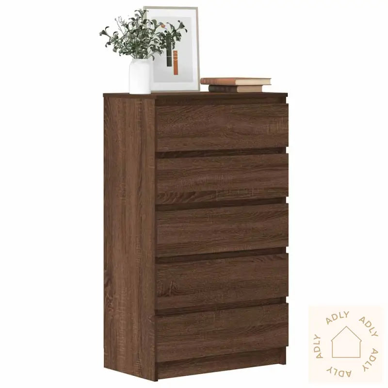 Kommode Brun Eik 60X36X103 Cm Konstruert Tre