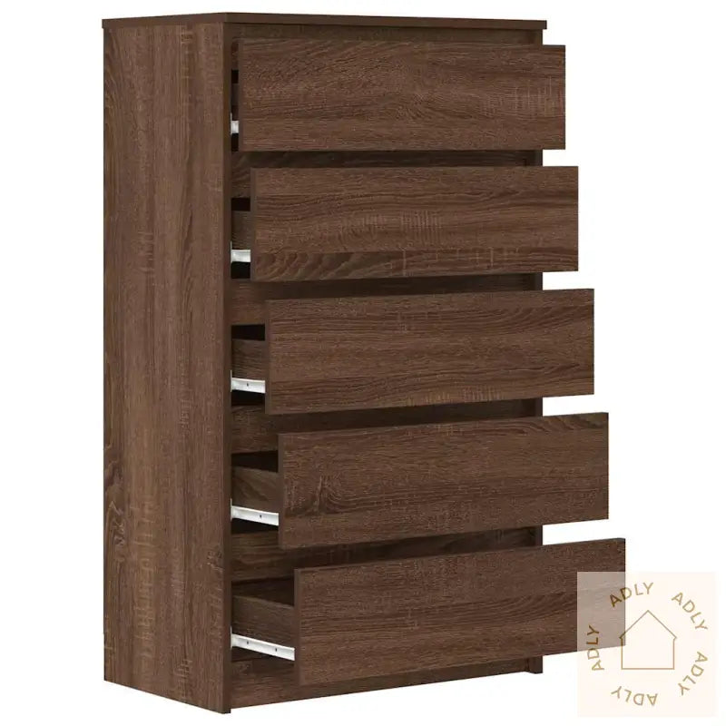 Kommode Brun Eik 60X36X103 Cm Konstruert Tre