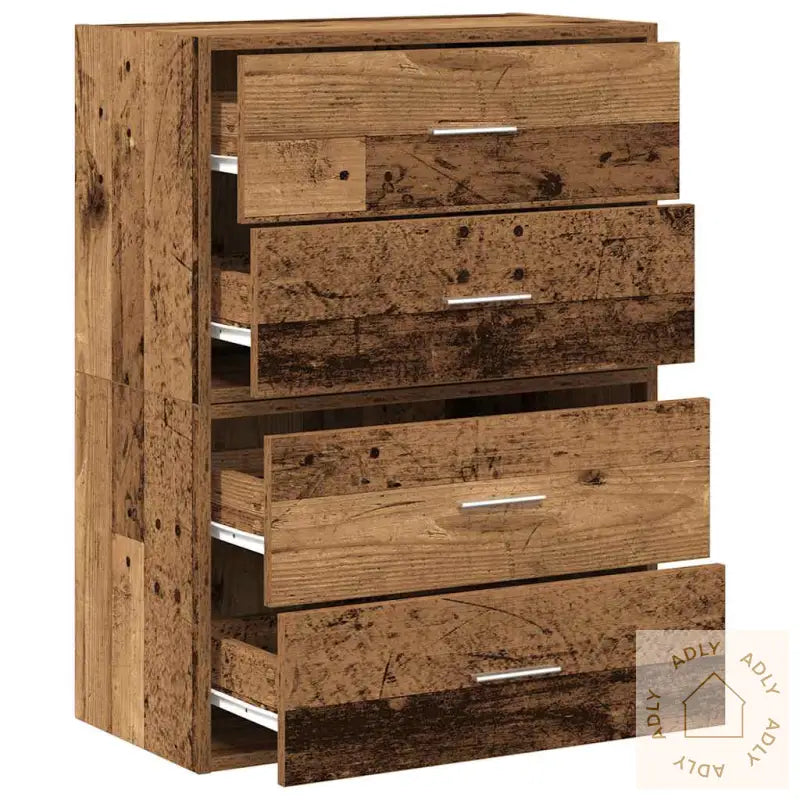 Skap Med 2 Skuffer 2 Stk Gammelt Tre 60X31X40 Cm Konstruert Tre
