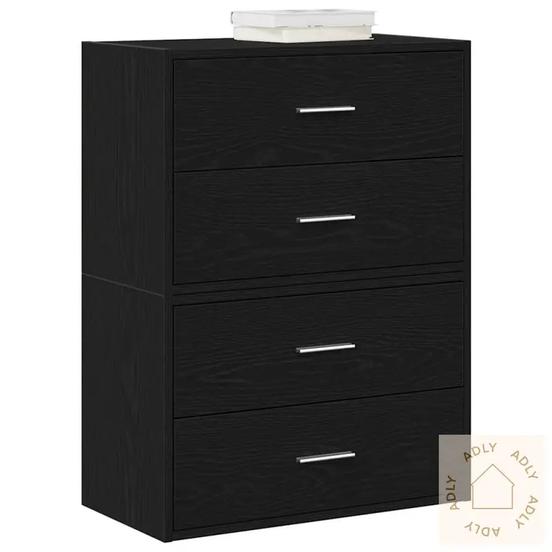 Skap Med 2 Skuffer 2 Stk Sort Eik 60X31X40 Cm Konstruert Tre