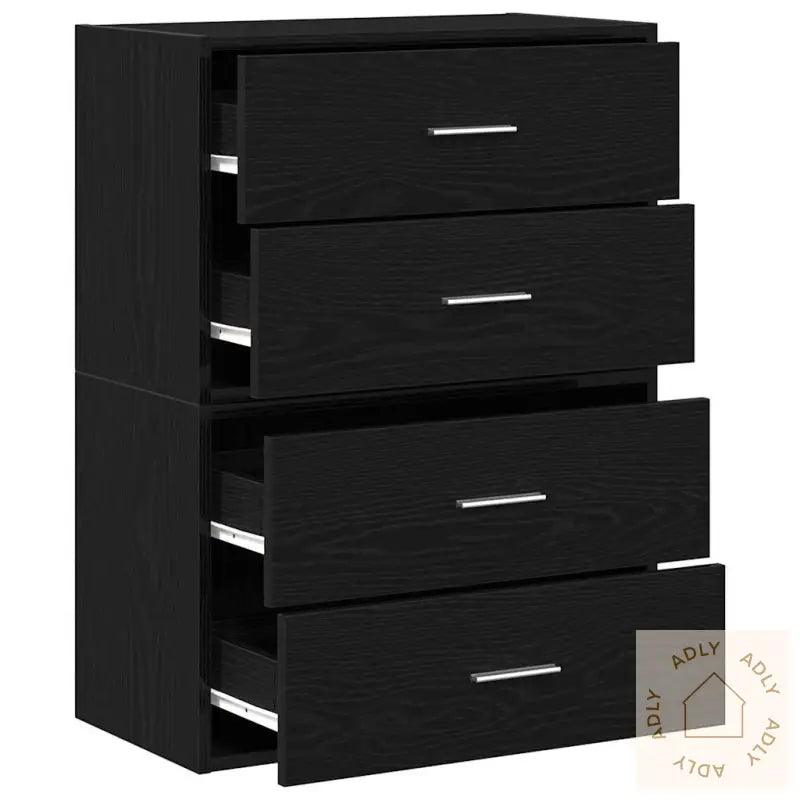 Skap Med 2 Skuffer 2 Stk Sort Eik 60X31X40 Cm Konstruert Tre