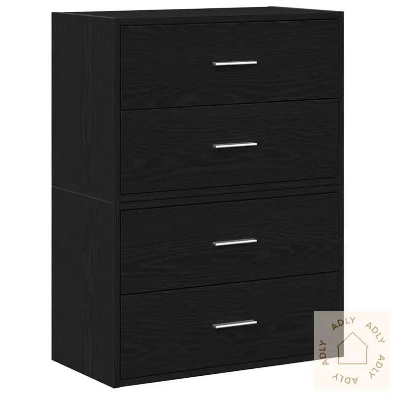 Skap Med 2 Skuffer 2 Stk Sort Eik 60X31X40 Cm Konstruert Tre