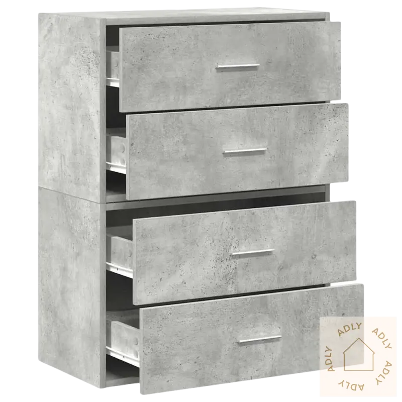 Gray concrete-look Kommoder for smart oppbevaring i moderne stil, perfekt til stående hyller