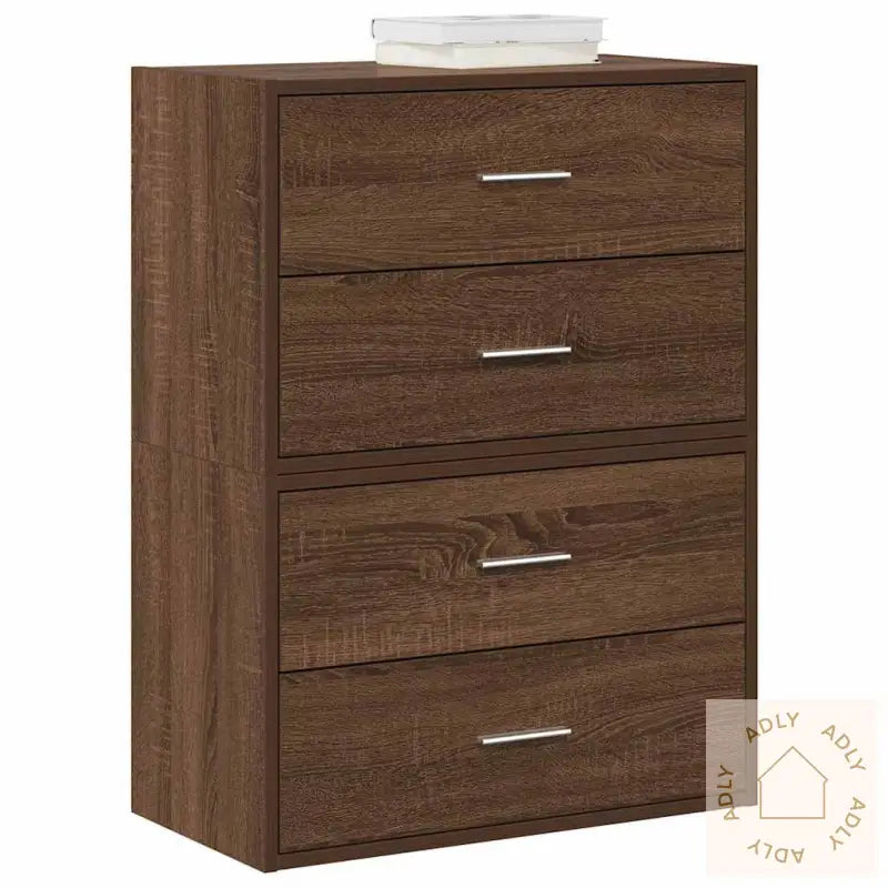 Skap Med 2 Skuffer 2 Stk Brun Eik 60X31X40 Cm Konstruert Tre
