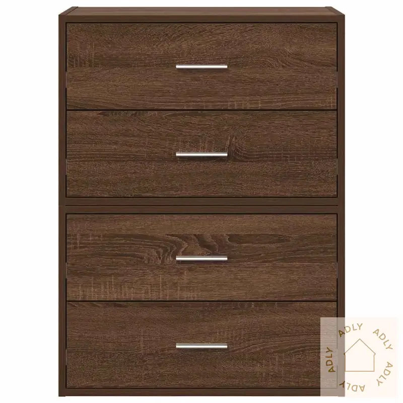 Skap Med 2 Skuffer 2 Stk Brun Eik 60X31X40 Cm Konstruert Tre