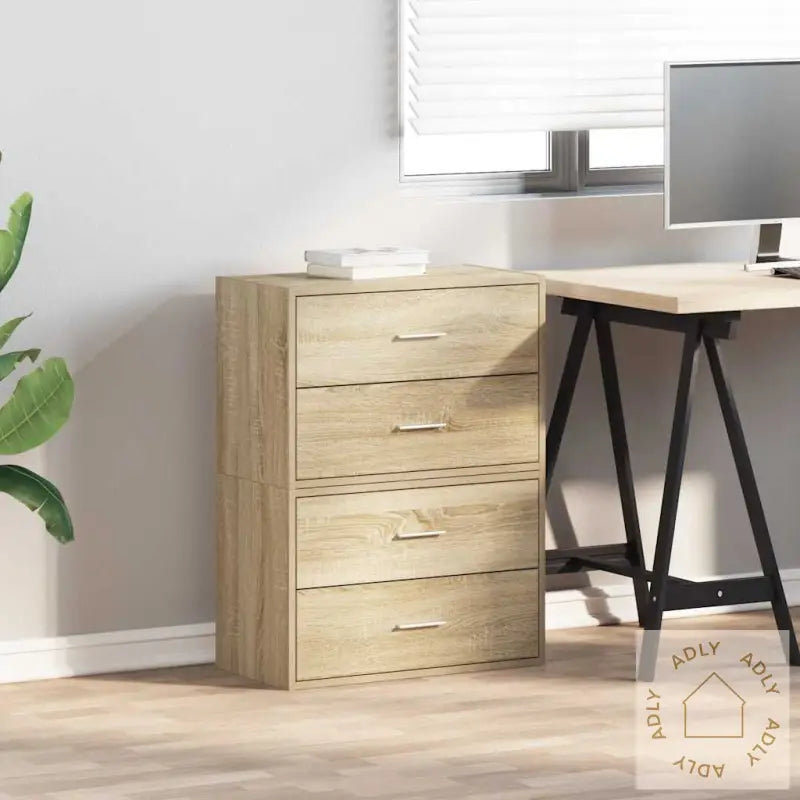 Skap Med 2 Skuffer 2 Stk Sonoma Eik 60X31X40 Cm Konstruert Tre