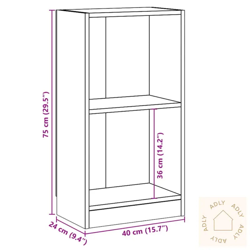 Bokhylle Sonoma Eik 40X24X75 Cm Konstruert Tre