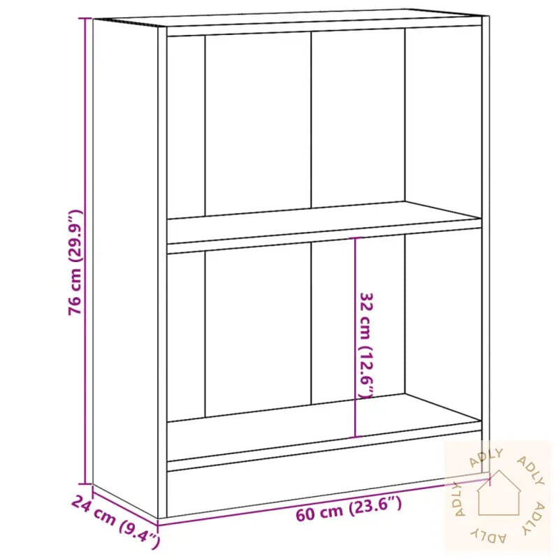 Bokhylle Svart 60X24X76 Cm Konstruert Tre